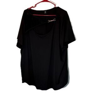 SHEIN Black Oversized Short Sleeve Blouse